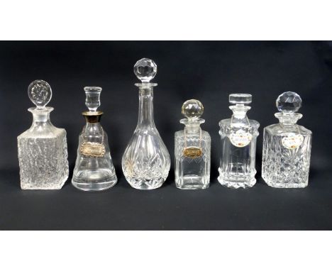 An Italian Vilca shaped campana decanter with stopper, silver mounted rim by TW, Sheffield, 1998, H.25cm; Rosenthal cylindric