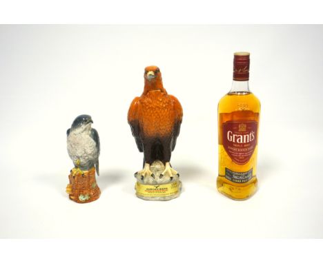 2 Beswick Beneagles scotch whisky ceramic decanters, "Golden Eagle", 75cl, with detachable head, dated 1969 to base, sealed a