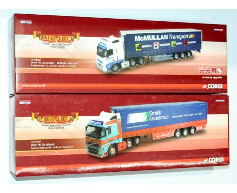 Corgi (Hauliers Of Renown) a boxed pair of 1:50 scale Truck/Trailer models comprising of CC14010 Volvo FH Curtainside "Polloc