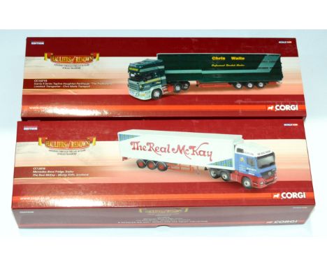 Corgi (Hauliers Of Renown) a boxed pair of 1:50 scale Truck/Trailer models comprising of CC13715 Scania R Series Topline Houg