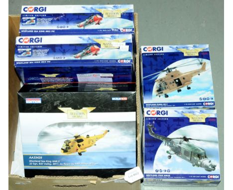 Corgi Aviation Archive, a boxed group of 1:72 scale military helicopter models to include AA33419 Westland Sea King MK5 HU "H