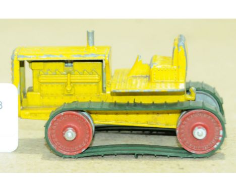 Matchbox Early Moko Lesney Toys large Scale Caterpillar Tractor - yellow body and red metal rollers. Please note operating le