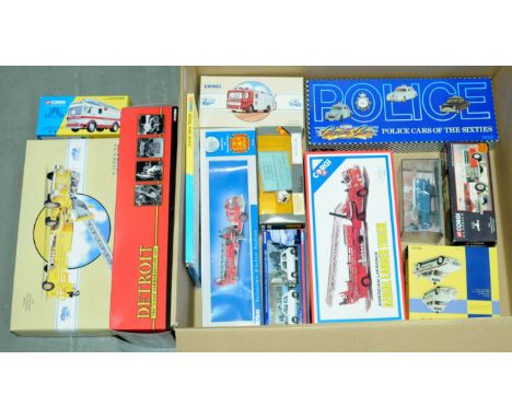 Corgi, a boxed Emergency Vehicle related group comprising of 97398 American LA France Arial Ladder Truck "Jersey City", US991