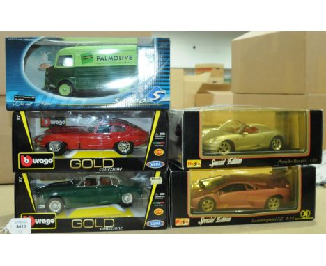 Solido, Maisto &amp; Similar - a boxed group to include a Solido 1962 Citroen HY Van "Palmolive", Maisto Porsche Boxster and 