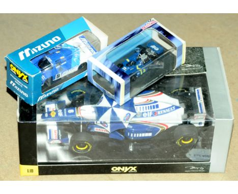 Onyx &amp; Atlas Editions, a boxed mixed scale Formula 1/Racing group comprising of Onyx 6002 1:18 scale Williams Renault FW1