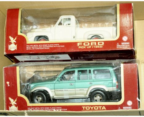 Road Legends, a boxed pair of 1:18 scale comprising of 92148 Ford Pick-Up (1953) &amp; 92098 Toyota Land Cruiser (1992). Cond