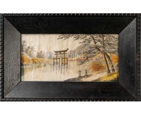 A PAIR OF JAPANESE SILK EMBROIDERIES MEIJI ERA, 19TH/20TH CENTURY  Both of rectangular shape and depicting woodlands, one wit