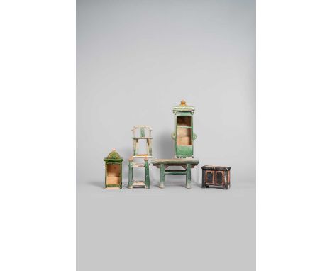 A COLLECTION OF CHINESE POTTERY BURIAL ITEMSMING DYNASTY AND LATERComprising: a model of a folding chair, a tall sedan chair 