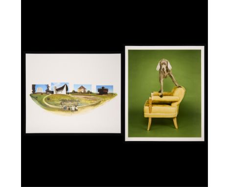 William Wegman (American, b. 1943). Group of two archival pigment prints on paper, both from 20X200 Editions. Signed along th