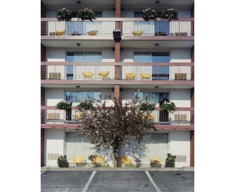 Alec Soth (American, b. 1969). Chromogenic photo print titled "Best Western" depicting a four floor hotel exterior, 2005. Wit