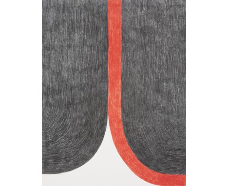Ulrike Muller (Austrian, b. 1971). Lithograph on Arches cover white paper titled "Print (Franza)" depicting a bold, curving l