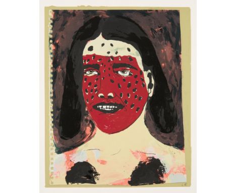 Lauren dela Roche (American, b. 1983). Twenty-three color silkscreen print on paper depicting a portrait of a figure, their f