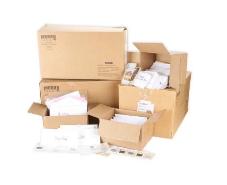 Group of boxes containing slides or photographic negatives from the archives of the Star Tribune. Most pertaining to movies, 