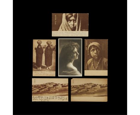 Edward Curtis (American, 1868-1952). Group of six real photo postcards (RPPC) depicting portraits. Five depicting Native Amer
