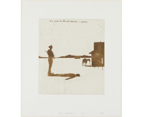 David Rathman (American, b. 1958). Etching and aquatint on paper titled "It's Just My Rough Habits, I Guess." Pencil signed a