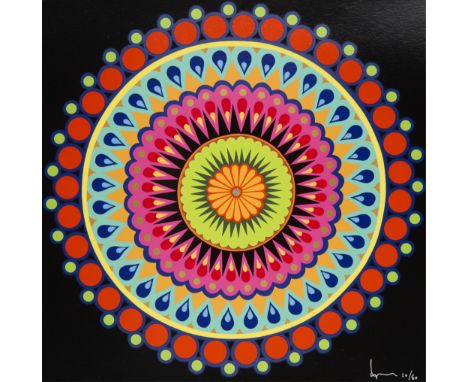 Carlos Rolon "Dzine" (American, b. 1970). Twenty color silkscreen with enamel ink on museum board titled "Double Barrel Purpl