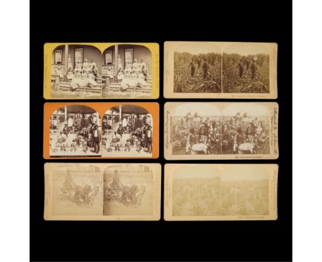 Group of six stereoview or stereograph cards depicting African Americans. Including:"A Stylish Virginia Turnout" depicting a 