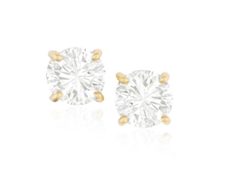 A PAIR OF DIAMOND EARSTUDSEach brilliant-cut diamond within a four-claw setting, weighing 1.00ct and mounted in 18K yellow go