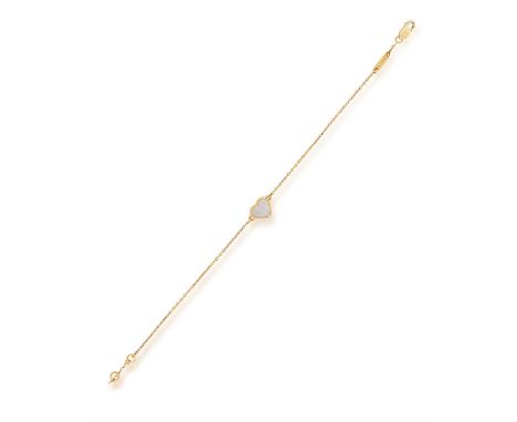 VAN CLEEF & ARPELS: A MOTHER-OF-PEARL 'SWEET HEARTS' BRACELETThe heart-shaped mother-of-pearl plaque within a beaded frame at