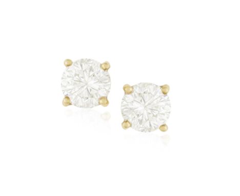 A PAIR OF DIAMOND EARSTUDSEach brilliant-cut diamond weighing approximately 1.00ct, within a four-claw setting, mounted in 18