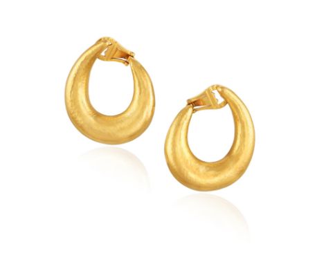 ZOLOTAS: A PAIR OF GOLD 'CLASSICS' EARCLIPSEach of bombé design with finely hammered surface, in 22K gold, signed Zolotas, wi