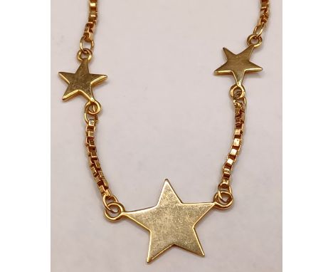 9CT GOLD 16" CHAIN STAR NECKLACE 3.8g