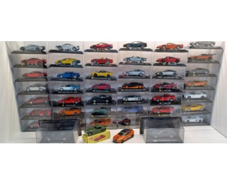 44 BOXED DIECAST CARS 1:43 SCALE, 1 BOXED ATLAS DINKY AND U/B CAR