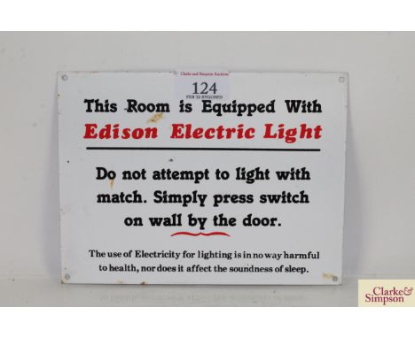 An "Edison Electric Light" sign, approx. 8" x 6"