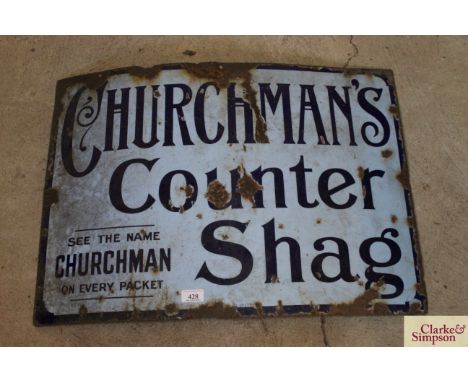 A "Churchman's Counter Shag" enamel sign, approx. 28" x 20" 