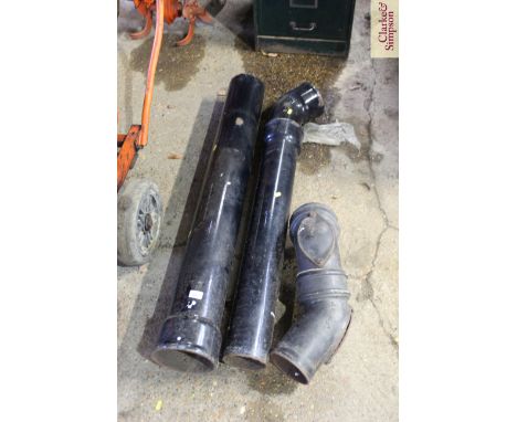 Three black enamel boiler flue sections 