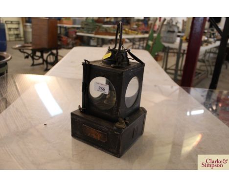 An LNER interior signal box lamp for "Marlesford LC No.2"