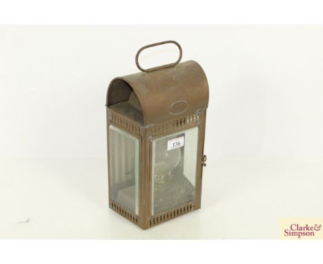 A 19th Century brass Davey &amp; Co. cabin oil lamp
