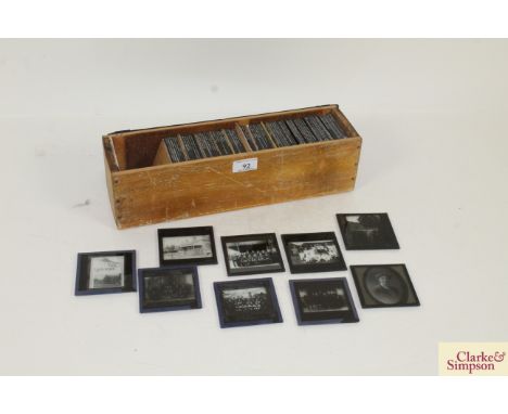 A wooden box and collection of 87 Magic Lantern slides relating to Great Eastern Railway's and Railway Employees, in the Colc