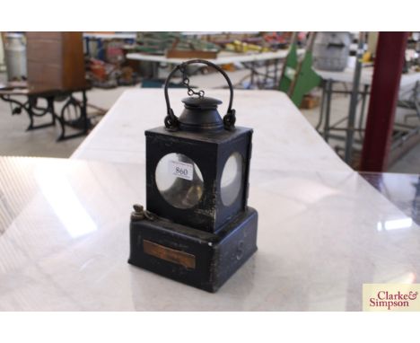 An LNER interior signal box lamp for "Hacheston Halt"