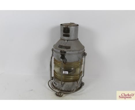A large galvanised ships mast head light