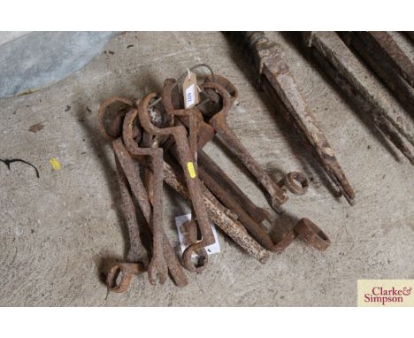 A collection of old iron ring spanners 