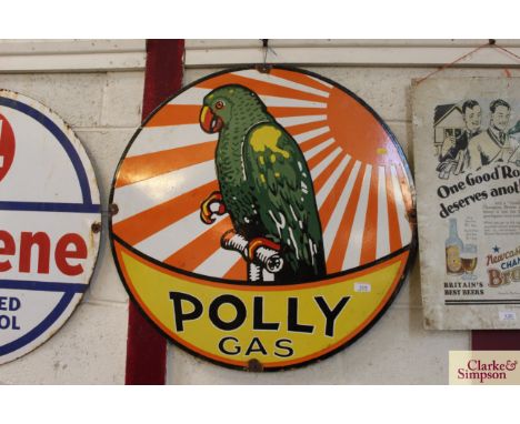 A "Polly Gas " enamel sign, approx. 30" dia. 