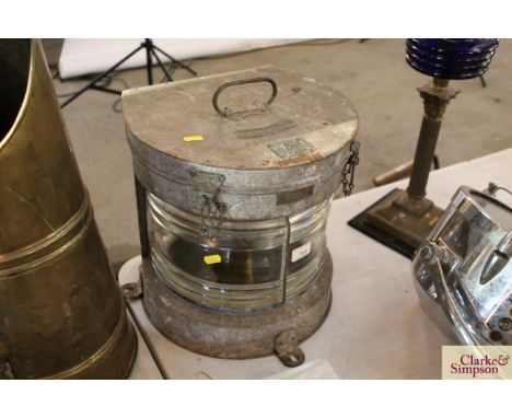 A galvanised and copper mounted ships mast head lamp