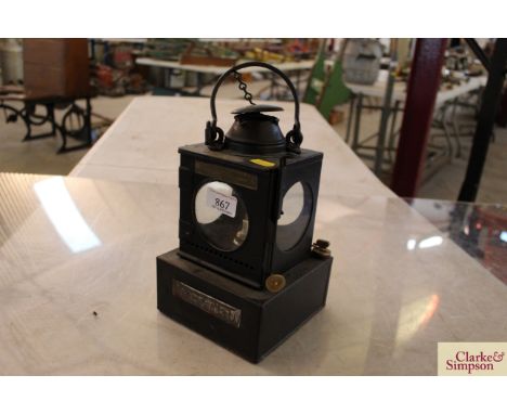 An LNER interior signal box lamp for "Trowse Swing Bridge"
