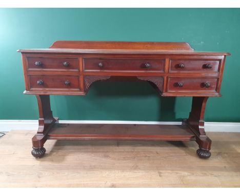 A Victorian mahogany small Sideboard by James Winter &amp; Sons, Wardour Street, London, fitted five drawers, four corner bra