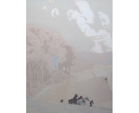 SYLVAN G BOXIUS (1878-1941) Spring: Summer; Autumn: and Winter, original woodcuts in colour, each signed in print, Pl. 14 x 1