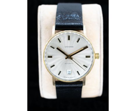 A gentleman's 1970's Garrard Automatic Wristwatch the silvered dial with hourly baton markers, sweep seconds hand and date ap