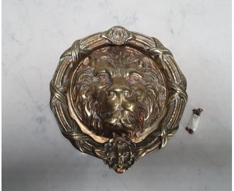 A large brass lion mask Door Knocker,10in 