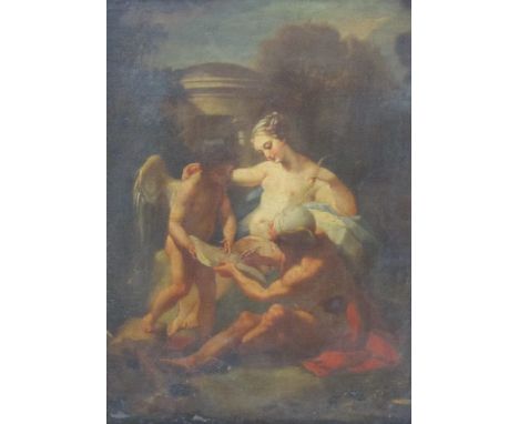 FOLLOWER OF BENEDETTO LUTI (1666-1724) 'Venus, Cupid and Mercury', oil on canvas, 25 1/2 x 18 in. Provenance: Private Collect