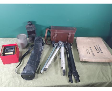 A metal Trunk containing Camera Equipment including Enlarger, Developing items, Tripods, etc 