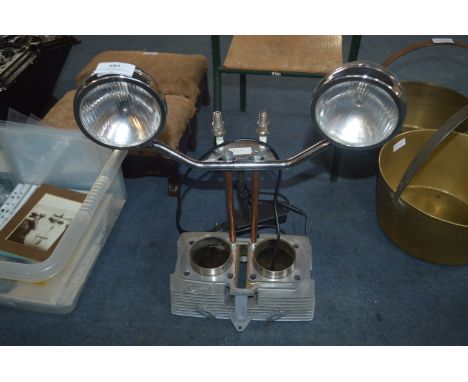 Upcycled Engine Block Motorcycle Headlight