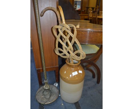 Stoneware Jug, Walking Canes and a Carpet Beater 