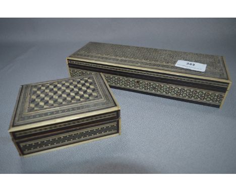 Ivory, Jade & Mother of Pearl Inlaid Trinket Boxes 