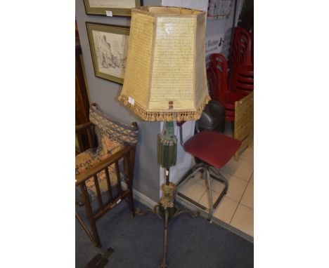 Wrought Iron Stand Lamp and Shade with Tassel Decoration 