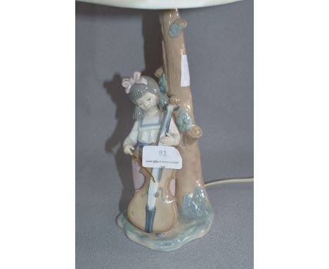 Nao Pottery Table Lamp - Girl with Cello by Tree 